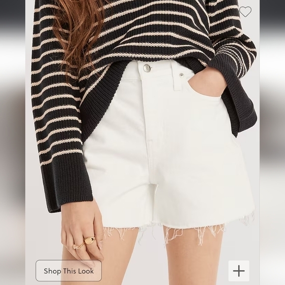 J. Crew Pants - J. Crew High-rise denim cut off short in white size 25 cotton blend